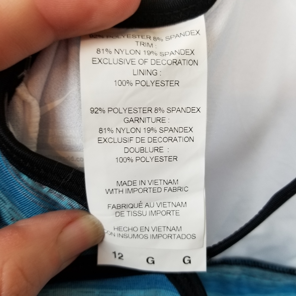 NWT Nike Blue Striped Yoga Top size 12 - Picture 3 of 5